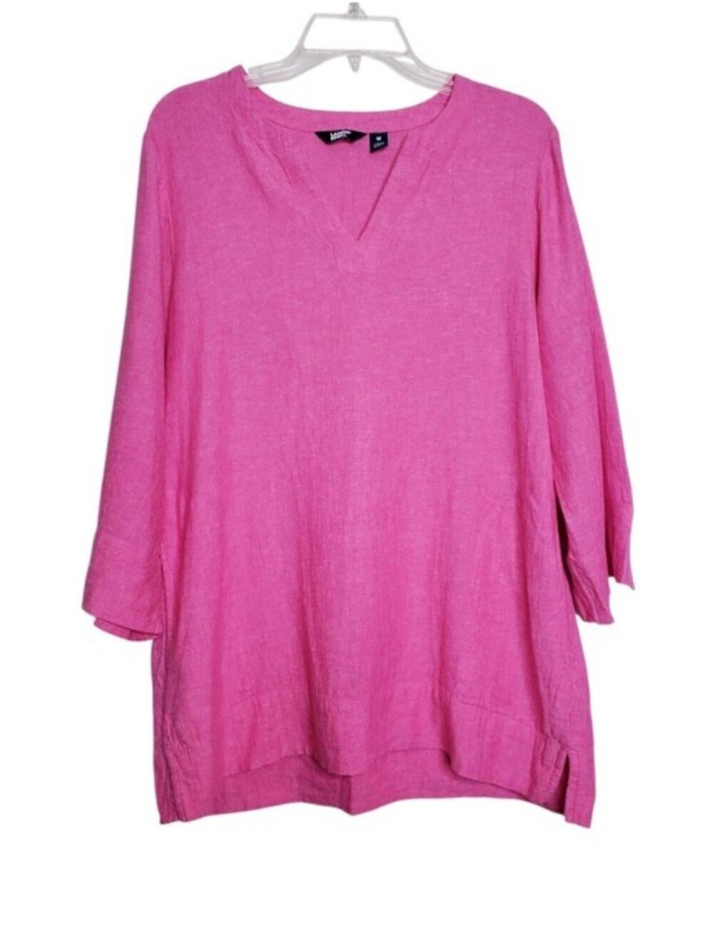 Lands End Pink Linen Blend Tunic V-Neck Pullover Blouse Top Women's Size Medium - Picture 8 of 8